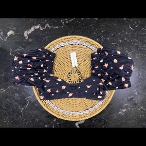 WeWoreWhat Moe Floral Puff-Sleeve Bikini TOP